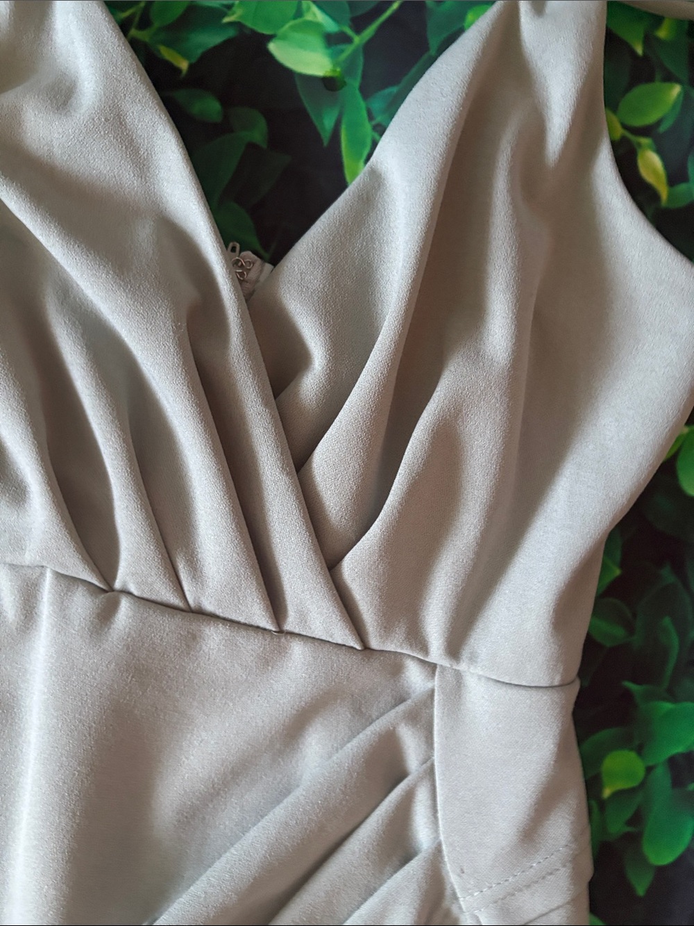 Windsor Sage Green. Faux-Wrap Mini Dress - Picture 2 of 3
